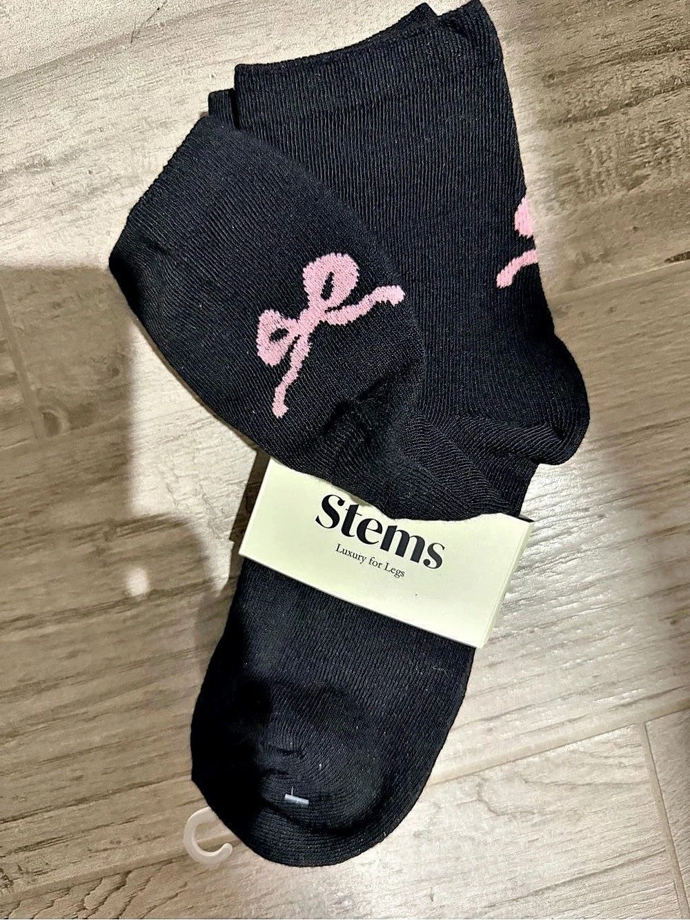 Stems Luxury Bow Detail Socks in Black & Pink NWT balletcore aesthetic